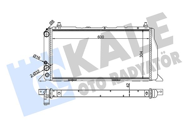 KALE RADYATÖR AUDI 80/90-COUPE 600x304x42 AL/PL 893121251 OEM: 893121251 - KALE 367300 kodlu oto yedek parça görseli