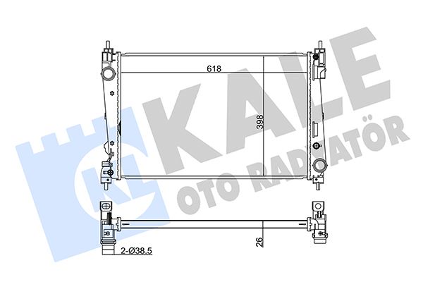 KALE RADYATÖR CORSA D 05 PUNTO 05 BRAVO II 07 1.3 JTD-1.7CDTI MEK AC KLİMASIZ 620x395x27 1300287-55703927 OEM: 1300287-55703927 - KALE 368600 kodlu oto yedek parça görseli