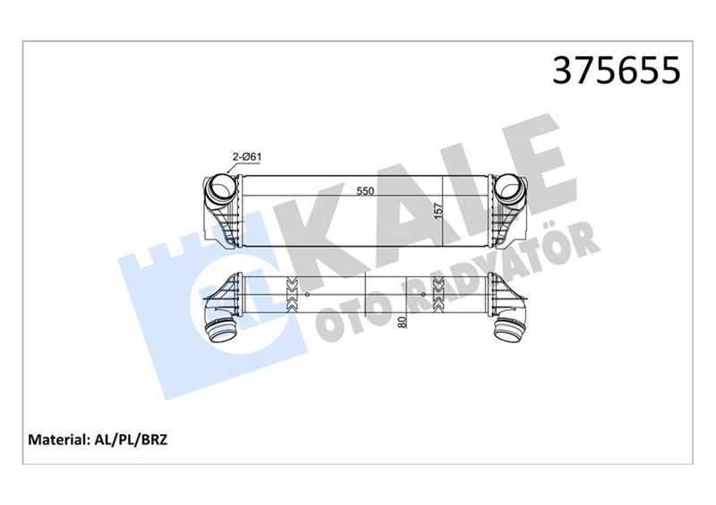 KALE TURBO RADYATORU BMW N54 N55 F10 F11 F01 F07 17517577115-17117577115 OEM: 17517577115-17117577115 - KALE 375655 kodlu oto yedek parça görseli