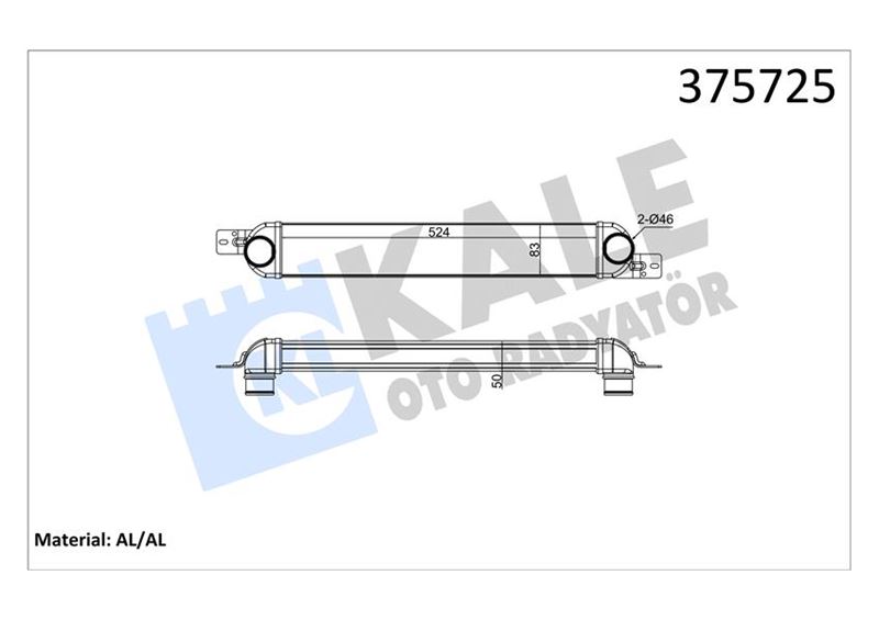 KALE INTERCOOLER OPEL MERIVA A 1.3-1.7CDTI MT 03 10 BRAZING AL-AL 524X83X50 TURBO RADYATÖRÜ 1300411-13148294 OEM: 1300411-13148294 - KALE 375725 kodlu oto yedek parça görseli