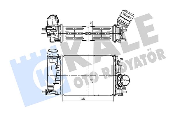 KALE TURBO RADYATÖRÜ RENAULT MEGANE IV 15 SCENIC IV 15 KADJAR 15 CAPTUR I 13 TALISMAN 15 1.3TCE BRAZING 281X217X80 144962803R OEM: 144962803R - KALE 375810 kodlu oto yedek parça görseli