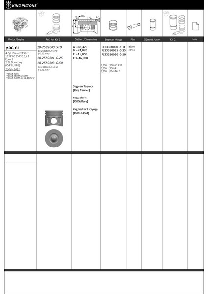 KING-PISTON PİSTON SEGMAN 1 RİKEN SEG. STD 86.01 FORD 2.2L Duratorq- CYFS.U5R6 TRANSİT 330S TRANSİT 350M/350MF 87-72722 STD 87-72722 STD-8772722STD000G GOETZE 8772722STD000G 9C1Q6105EAA-T215590-9800066680 OEM: 9C1Q6105EAA-T215590-9800066680 - KINGPISTON 18-2582600 kodlu oto yedek parça görseli