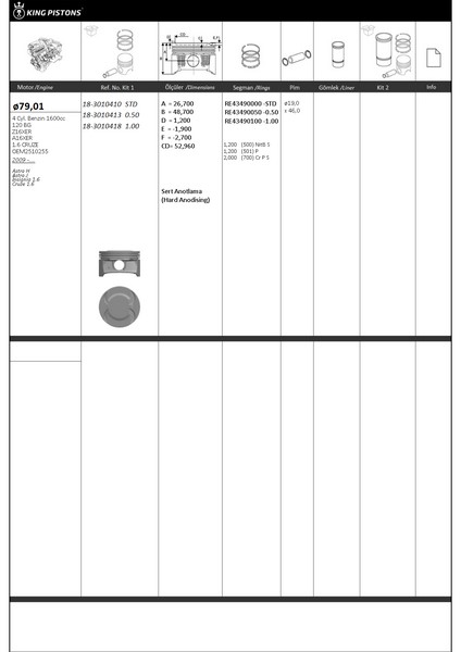 KING-PISTON PİSTON SEGMAN 0.50 ASTRA H-J INSIGNIA A-MOKKA-ZAFIRA B-TRAX-CRUZE-AVEO 1.6 16V A/B/Z16XER-LDE 79.50mm RİKEN SEG. 55559652-55566881-55566882-55566883 OEM: 55559652-55566881-55566882-55566883 - KINGPISTON 18-3010413 kodlu oto yedek parça görseli