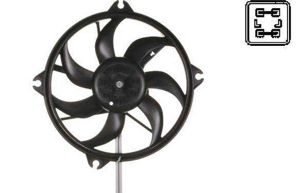 MAHLE FAN MOTORU ÇERÇEVELİ PARTNER II-BERLINGO III-XSARA PICASSO 1.6HDI 460W-385mm OEM: 1253.C8 - MAHLE CFF329000S kodlu oto yedek parça görseli