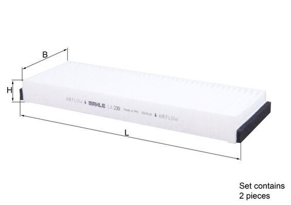 MAHLE POLEN FİLTRESİ AUDI A6 2.0-2.4-2.8-3.0-3.2 04-11 2 Lİ SET 4F0898438-4F0819439A OEM: 4F0898438-4F0819439A - MAHLE LA239.S kodlu oto yedek parça görseli