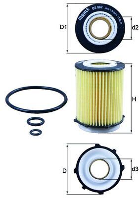 MAHLE YAG FILTRESI MERCEDES M270 M274 W204 W205 W176 W177 W246 W212 W213 A2701800109 OEM: A2701800109 - MAHLE OX982D kodlu oto yedek parça görseli