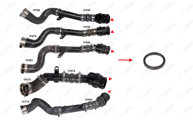 NIFEA TURBO BORUSU CONTASI PLASTİK BORU HARİÇ OK İLE GÖSTERİLEN CONTA DACIA DUSTER HS 1.5 dCi 4x4 K9K 658-856-858-898 13-18 OEM: 8201313260-8201316998-144604343R - NIFEA 11013 kodlu oto yedek parça görseli