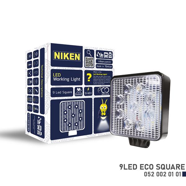 NIKEN CALISMA LAMBASI ECO 9 LEDLİ KARE  - NIKEN 0520020101 kodlu oto yedek parça görseli