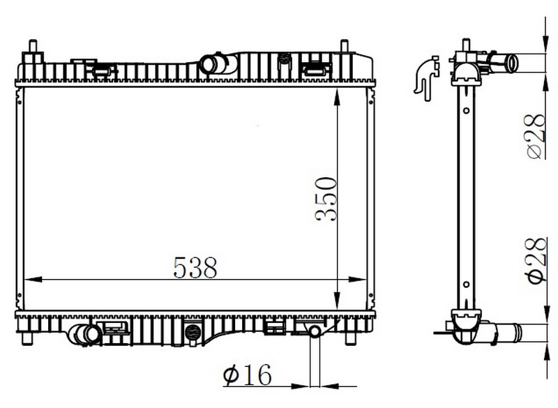 ORIS MOTOR SU RADYATORU FIESTA 08 12 VI 08 1.4 EFI AT 1.4 1.6 OTOMATIK ŞANZIMAN 350 538 16 OEM: 8V518005FD-1775583-1775583 - ORIS BFR140018 kodlu oto yedek parça görseli