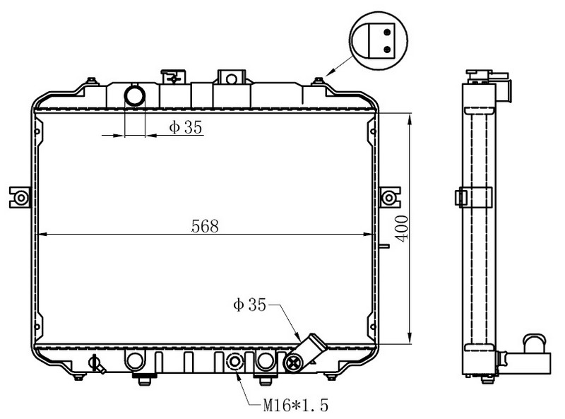 ORIS RADYATÖR BRAZİNG H100 93 AC KLİMASIZ MEK 400x568x26 2530043820 OEM: 2530043820 - ORIS BHY051022 kodlu oto yedek parça görseli