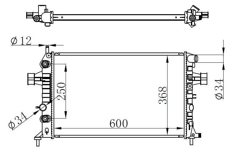 ORIS RADYATÖR BRAZING ASTRA G-ZAFIRA 1.4 16V-1.6 16V-1.8 16V-2.0 16V-2.2 16V AC KLİMASIZ MEK OTOM BR 600 1300196-1300214-1300257 OEM: 1300196-1300214-1300257 - ORIS BOP104026 kodlu oto yedek parça görseli