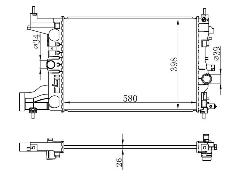 ORIS RADYATÖR OTOMATİK ASTRA J-ZAFIRA TOURER C-CRUZE 1.4-1.6 AL/PL/BRZ 580x398x16 39074662-1300299-13267650-13281773 OEM: 39074662-1300299-13267650-13281773 - ORIS BOP540016 kodlu oto yedek parça görseli