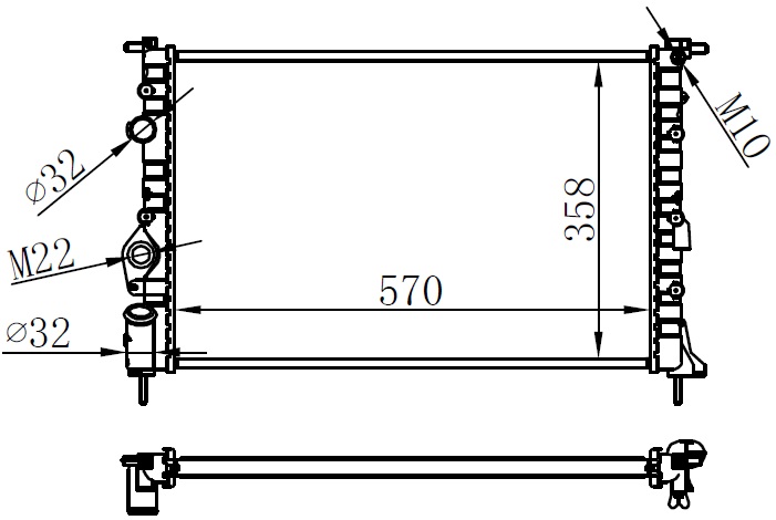 ORIS RADYATÖR BRAZİNG MGN 1.6i-2.0i 96-99 -2.0i 99 SCENIC I 1.9DTI-DCI 99-03 KLİMASIZ MEK 570x358x22 7702258283-7700838135-7700437266 OEM: 7702258283-7700838135-7700437266 - ORIS BRN041022 kodlu oto yedek parça görseli