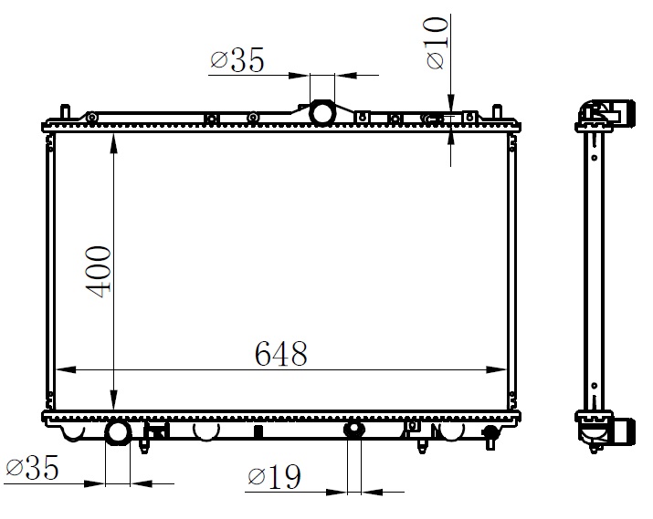 ORIS RADYATÖR BRAZİNG S40 1.6 1.8 1.8İ 2.0 1995-2004 V40 1.6 1.8 1.8İ 2.0 1995-2004 MEK 400x658x16 OEM: 8601843-8602065-8602107 - ORIS BVO015016 kodlu oto yedek parça görseli