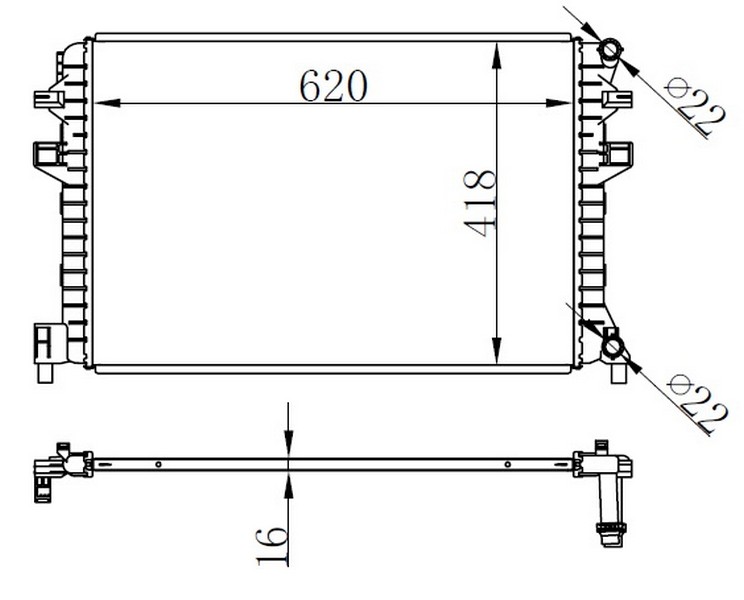ORIS RADYATÖR BRAZİNG GOLF VII-A3-LEON-OCTAVIA 1.2-1.4-1.6 12 620x418x16 OEM: 5Q0121251EJ-5Q0121251HS-5Q0121251GF - ORIS BVW033016 kodlu oto yedek parça görseli
