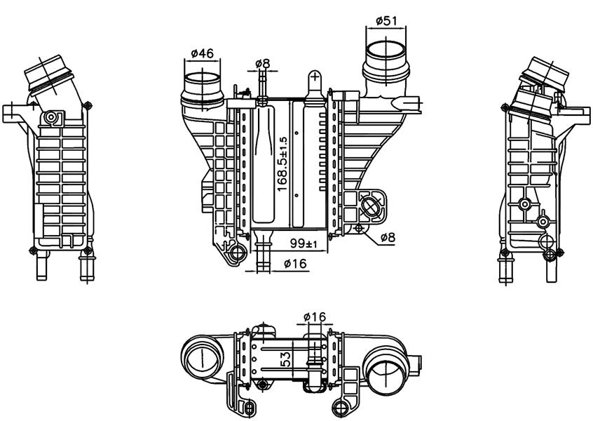 ORIS TURBO RADYATÖRÜ ADBLUE KAZANLI RENAULT MEGANE IV 16> CLIO V 19> CAPTUR II 20> KANGOO III 23>DUSTER II 18> NISSAN QASHQAI II J11 18> 1.5bluedCi K9K OEM: 144967867R-144616325R-1449600Q0K - ORIS IDC505053 kodlu oto yedek parça görseli