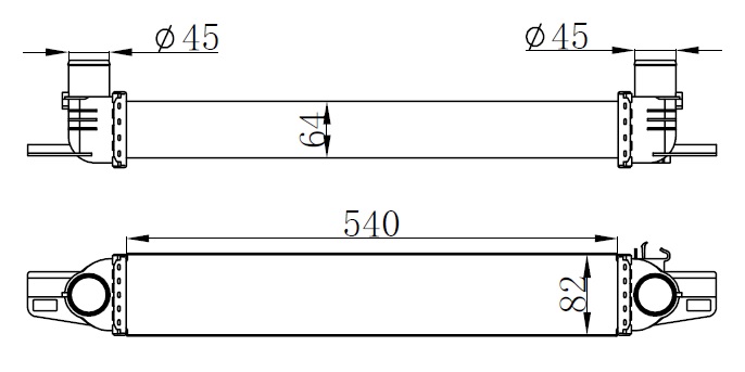ORIS TURBO RADYATÖRÜ INTERCOOLER PEUGEOT BIPPER-CITROEN NEMO 1.3HDİ-1.4HDİ 08 FIORINO 1.3 DMTJ 08 540x82x64mm OEM: 0384.L7-51790623 - ORIS IFI003064 kodlu oto yedek parça görseli