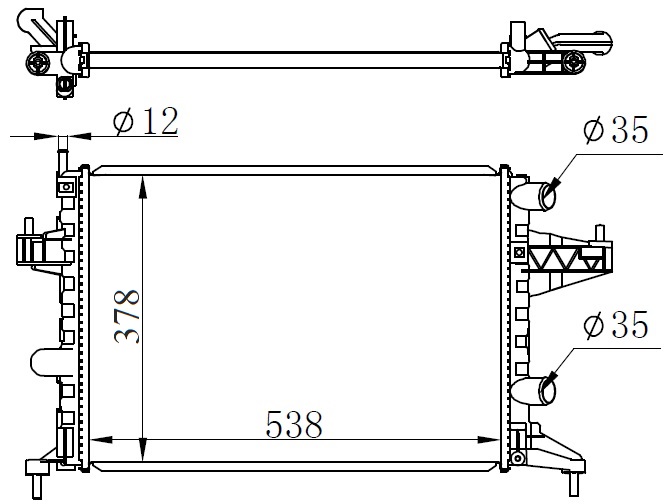 ORIS RADYATÖR CORSA C-COMBO-TIGRA 1.0-1.2-1.2 16V-1.4-1.4 16V AC KLİMASIZ MEK 545x359x23 1300236-9201955-25555161-24445162 OEM: 95513834-1300334-1300250-93173379 - ORIS MOP111023 kodlu oto yedek parça görseli