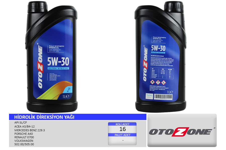 OTOZONE MOTOR YAĞI 5W30 1 LT ULTRA SPECIAL TAM SENTETİK API SL/CF OEM: 5W30 - OTOZONE CYAG2101 kodlu oto yedek parça görseli