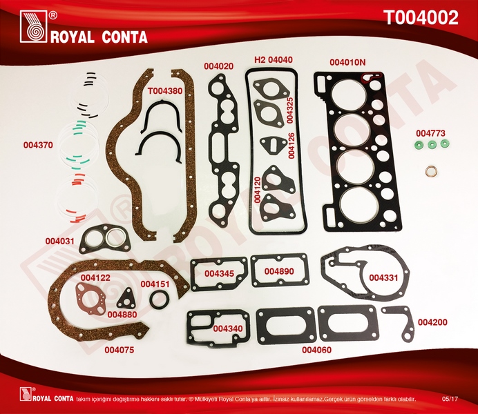 ROYAL MOTOR TAKIM CONTA STD.KEÇESİZ R12 1300 OEM: 7701452153 - ROYAL T004002 kodlu oto yedek parça görseli