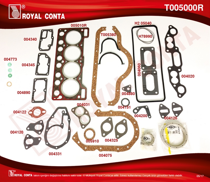 ROYAL MOTOR TAKIM CONTA SKT KEÇELİ R12 1400 SKC REINZ MALZEME  - ROYAL T005000R kodlu oto yedek parça görseli