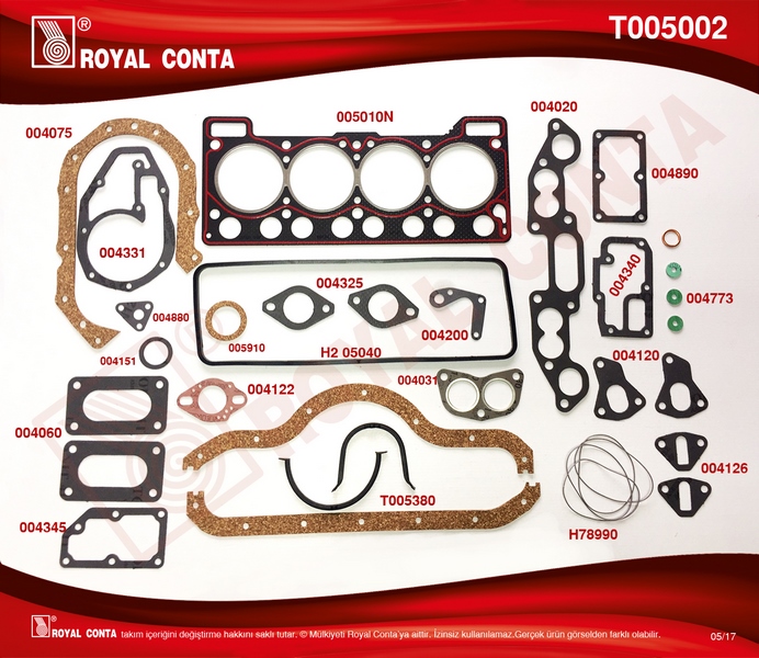ROYAL MOTOR TAKIM CONTA KEÇESİZ R12 1400  - ROYAL T005002 kodlu oto yedek parça görseli