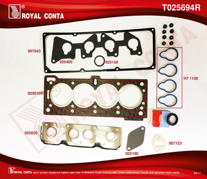 ROYAL MOTOR ÜST CONTA TK. MEGANE I 96 CLIO II 98 KANGOO 97 CLIO SYMBOL I 00 1.4 K7J 1.6 K7M 7701468710 OEM: 7701468710 - ROYAL T025694R kodlu oto yedek parça görseli