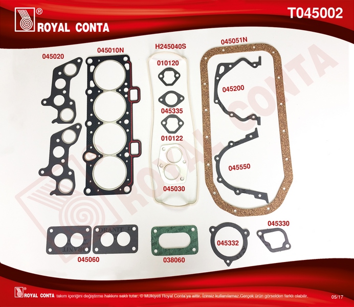 ROYAL MOTOR TAKIM CONTA KEÇESİZ LADA SAMARA 1500 210831002990 OEM: 210831002990 - ROYAL T045002 kodlu oto yedek parça görseli
