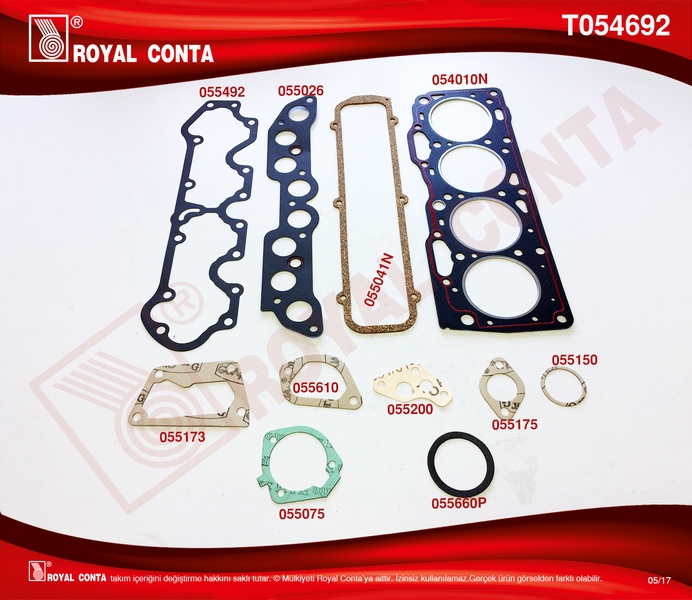 ROYAL T054692N ÜST TAKIM CONTA TIPO-UNO 1.4 146 C1.000-C5.000 160 A.1000 KEÇE VE SUBAP LASTİĞİ YOK 5888262 OEM: 5888262 - ROYAL T054692 kodlu oto yedek parça görseli