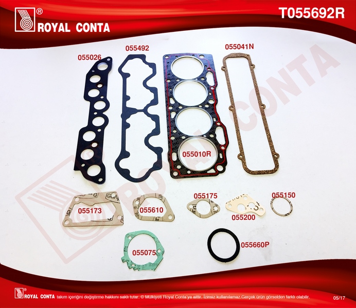 ROYAL ÜST TAKIM CONTA TMPR-SLX 1.6 159 A3.000- A3.048-159 A3.048 KEÇE VE SUBAP LASTİĞİ YOK 5888319 OEM: 5888319 - ROYAL T055692R kodlu oto yedek parça görseli