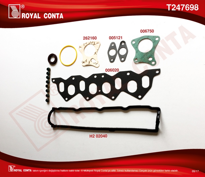 ROYAL MOTOR ÜST TAKIM CONTA SKT KEÇELİ KNG-EXP-CLIO-MGN-R19 F8Q  - ROYAL T247698 kodlu oto yedek parça görseli