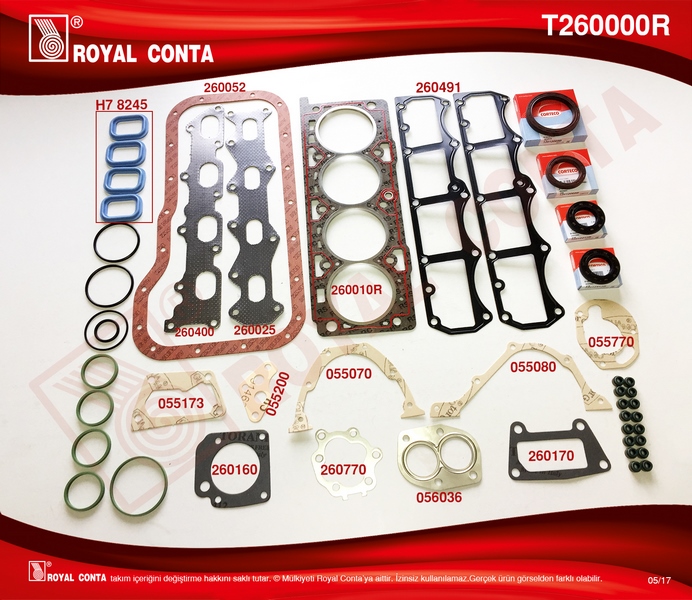 ROYAL MOTOR TAKIM CONTA CORTECO KEÇELİ PALIO-MAREA-SIENA-BRAVA 1.6  - ROYAL T260000R kodlu oto yedek parça görseli