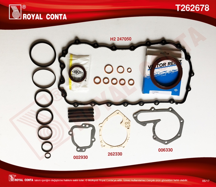 ROYAL MOTOR ALT TAKIM CONTA SKT KEÇELİ KRT CNTLI KNG-EXP1.9 F8Q 247678 - ROYAL T262678 kodlu oto yedek parça görseli