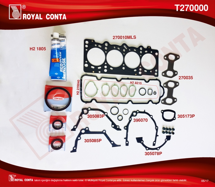 ROYAL TAKIM CONTA SKC Lİ SUBAP LASTİKLİ PALIO 1.2 8V YM 60-65 hp 71736240 OEM: 71736240 - ROYAL T270000 kodlu oto yedek parça görseli