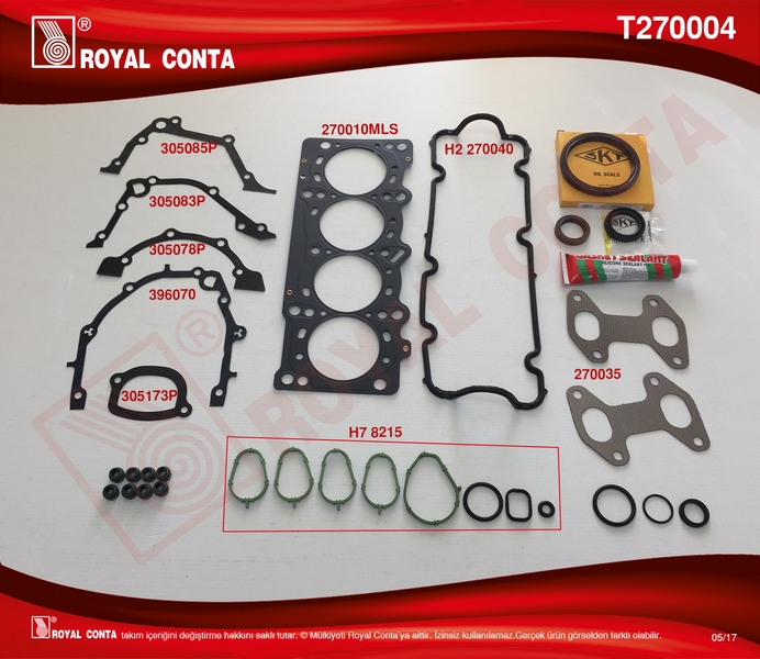 ROYAL MOTOR TAKIM CONTA SKT KEÇELİ/SUB.LASTİKLİ PALIO 1.2 8V 60-65 HP  - ROYAL T270004 kodlu oto yedek parça görseli