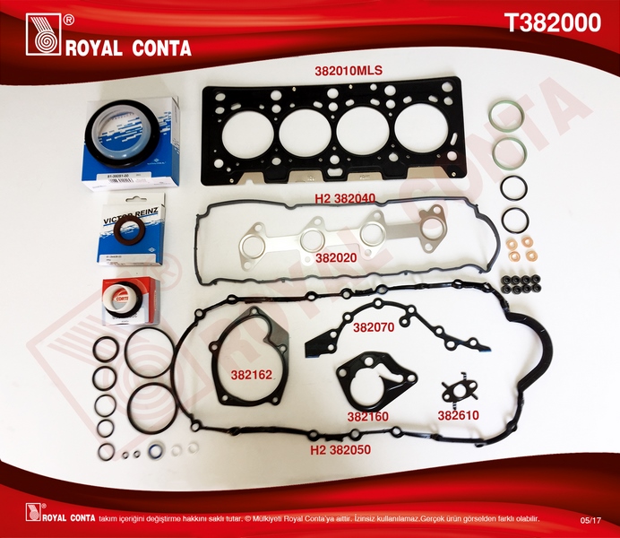 ROYAL ÜST KAPAK TAKIM CONTA CLIO-MGN-KNG 1.5 DCI K9K REİNZ KEÇELİ  - ROYAL T382000 kodlu oto yedek parça görseli