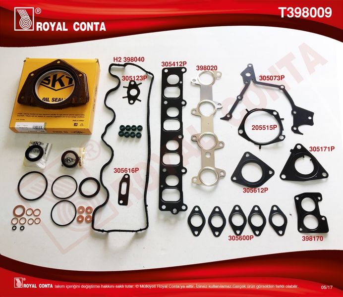 ROYAL MOTOR TAKIM CONTA SKT KEÇELİ/SUB.LASTİKLİ/SKC SİZ DOBLO-PUNTO 1.9 JTD  - ROYAL T398009 kodlu oto yedek parça görseli