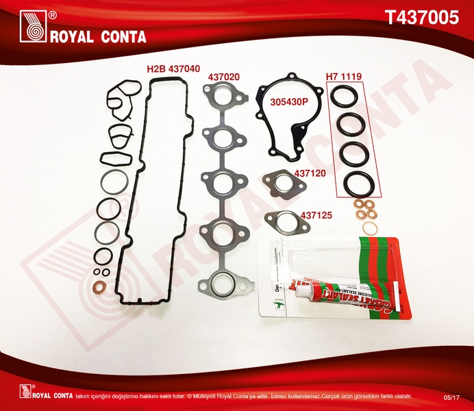 ROYAL MOTOR TAKIM CONTA TAKIM C. SKC.KEÇE VE S.LASTİĞİ YOKTUR SKCSİZ FIESTA 02 08 FUSION 02 08 1.4 TDCI 206-307-C3C2-C3I-C3II-C3III-XSARAII-NEMO-206-207-307-BIPPER DV4 1.4HDI MAZDA 2 1.4 CD 03 07 OEM: 2S6Q6008-0197.AV - ROYAL T437005 kodlu oto yedek parça görseli