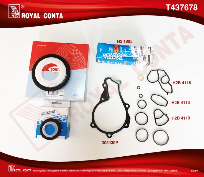 ROYAL MOTOR ALT TAKIM CONTA REINZ KEÇELİ SKCSİZ FOCUS II 1.6 TDCI 04 11 FIESTA 1.6 TDCI 02 08 FUSION 1.6 TDCI 04 14 VOLVO C30 06 12 S40 II 06 12 S80 II 06 12 V50 05 12 V70 III 09 11 1.6D-206-207-307-30 OEM: 3M5Q6008AA-0197.07 - ROYAL T437678 kodlu oto yedek parça görseli