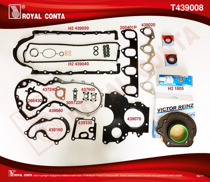 ROYAL MOTOR TAKIM CONTA REINZ KEÇELİ S.LASTİKLİ SKCSİZ CONNECT 1.8 TDCI 02>14 FOCUS I 98>04 1.8 TD OEM: 2M5Q6008AAT-T146629 - ROYAL T439008 kodlu oto yedek parça görseli