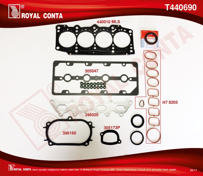 ROYAL ÜST TAKIM CONTA KEÇELİ PALIO-GRANDE PUNTO-LINEA 1.4 16V  - ROYAL T440690 kodlu oto yedek parça görseli