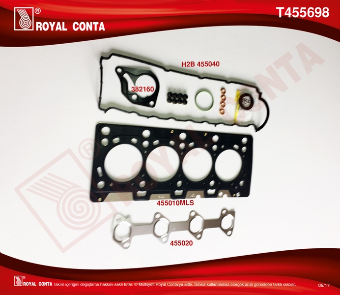 ROYAL ÜST TAKIM CONTASI SKT KEÇELİ SUBAP LASTİKLİ MGN II-KNG-CLIO-LOGAN SANDERO 1.5 DCI K9K 7701476729-8200351353-110444213R OEM: 7701476729-8200351353-110444213R - ROYAL T455698 kodlu oto yedek parça görseli
