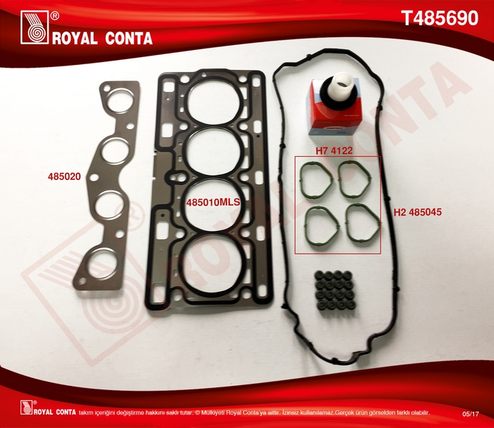 ROYAL MOTOR TAKIM CONTA CLIO II 01 06 CLIO III 05 14 CLIO IV 12 SYMBOL II 08 14 LOGAN 04 SANDERO 08 1.2 16V D4F 7701475822 OEM: 7701475822 - ROYAL T485690 kodlu oto yedek parça görseli