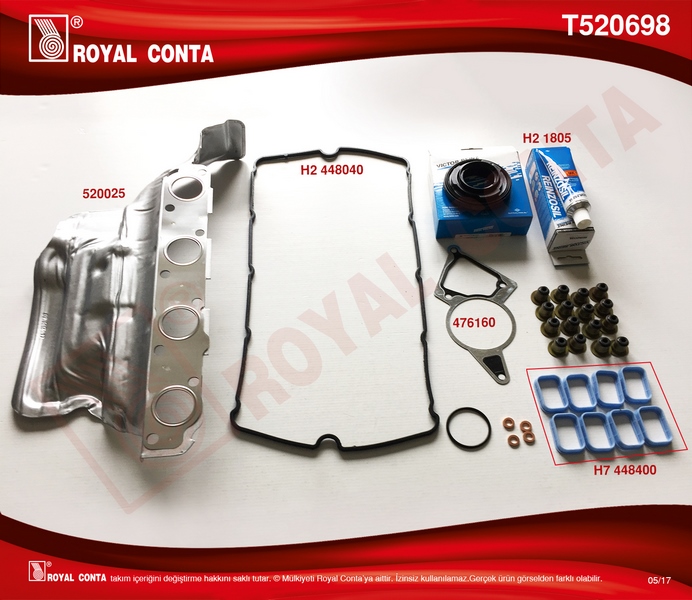 ROYAL MOTOR ÜST TAKIM CONTA REINZ KEÇELİ S.LASTİKLİ . SKCSİZ TRANSIT V.347 2.2 06 11 BOXER-JUMPER DUCATO 2.2HDI 06 OEM: 6C116008AA-T520009 - ROYAL T520698 kodlu oto yedek parça görseli