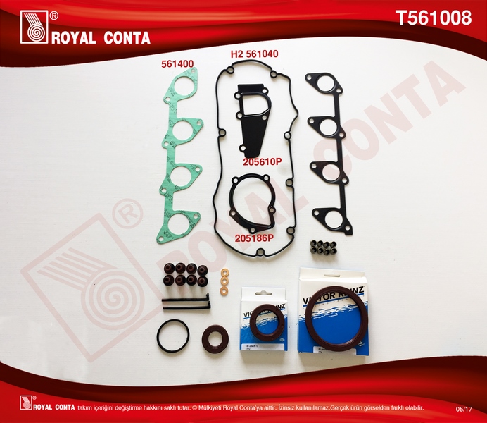 ROYAL MOTOR TAKIM CONTA REINZ KEÇELİ S.LASTİKLİ P307-P406-BOXER 2.0 HDİ SKC SİZ OEM: 0197.X4 - ROYAL T561008 kodlu oto yedek parça görseli