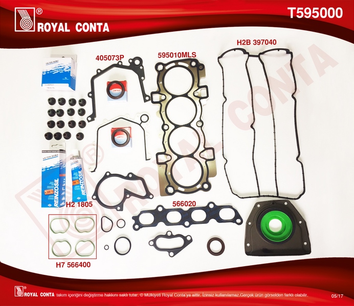 ROYAL MOTOR TAKIM CONTA REINZ KEÇELİ SUBP.LAST FOCUS II 1.6 16V 03-07 100HP OEM: 4M5G 6008 - ROYAL T595000 kodlu oto yedek parça görseli