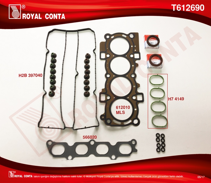 ROYAL ÜST TAKIM CONTA CORTECO KEÇELİ S LASTİKLİ SKC .FIESTA VI 1.4 16V 97HP 10/08 > OEM: 8A6G6008 - ROYAL T612690 kodlu oto yedek parça görseli