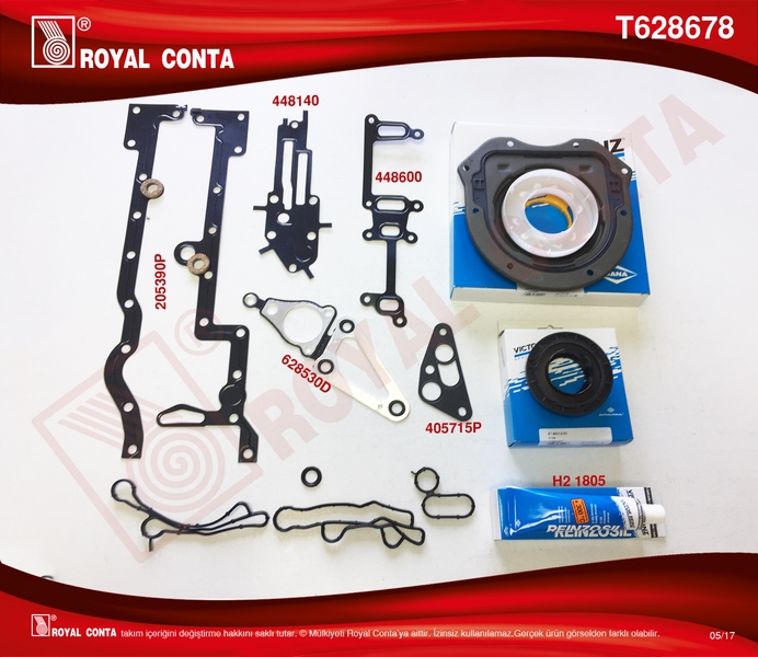 ROYAL ALT TAKIM CONTA REINZ KEÇELİ TRANSIT V348 11>14 V363 14 > RANGER 12 > 2.2TDCI 155PS EURO5 A.CEKER OEM: BK3Q6008AAT-T229389 - ROYAL T628678 kodlu oto yedek parça görseli