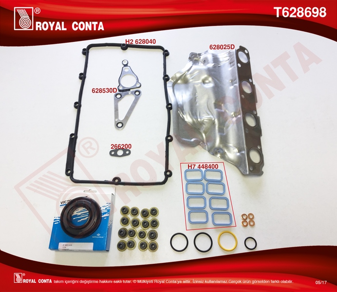 ROYAL MOTOR ÜST TAKIM CONTA REINZ KEÇ. SUBP.LASTİK SKC SİZ TRANSİT 2.2 TDCİ Euro5 ÖNDEN ÇEKER OEM: BK2Q6008AA-0304.58 - ROYAL T628698 kodlu oto yedek parça görseli