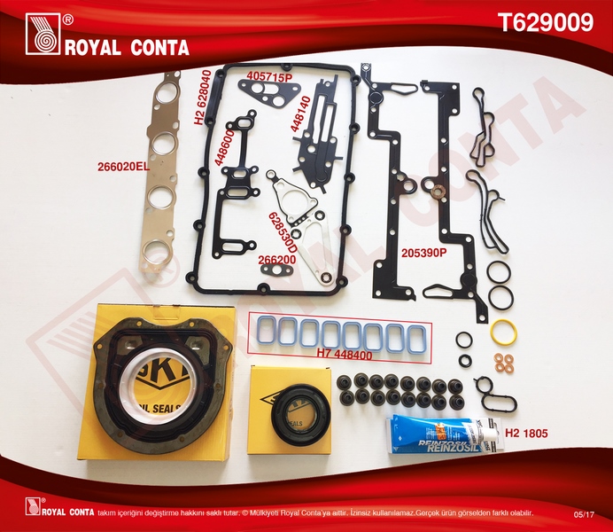 ROYAL MOTOR TAKIM CONTA SKT KEÇ. SUBP.LASTİK SKC SİZ TRANSIT V348 11 14 V363 14 RANGER 12 2.2TDCI 155PS EURO5 A.CEKER OEM: BK3Q6008AAT-T229389 - ROYAL T629009 kodlu oto yedek parça görseli